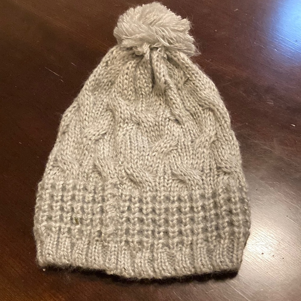 Cozy Gray Knit Beanie with Pom Pom